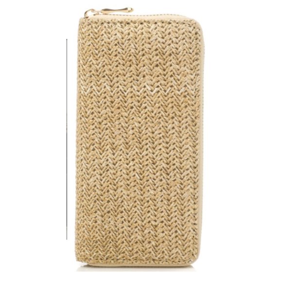 Handbags - Straw Weave Zipper Wallet